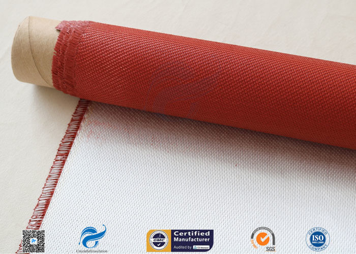 Single Sided Red Silicone Coating Fiberglass Cloth 50 Meters High Strength 100g